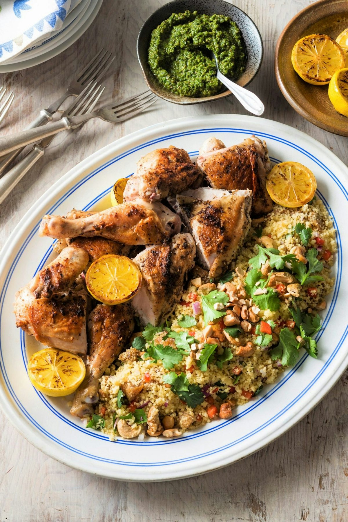 » Zaatar barbecued chicken with green harissa & couscous salad