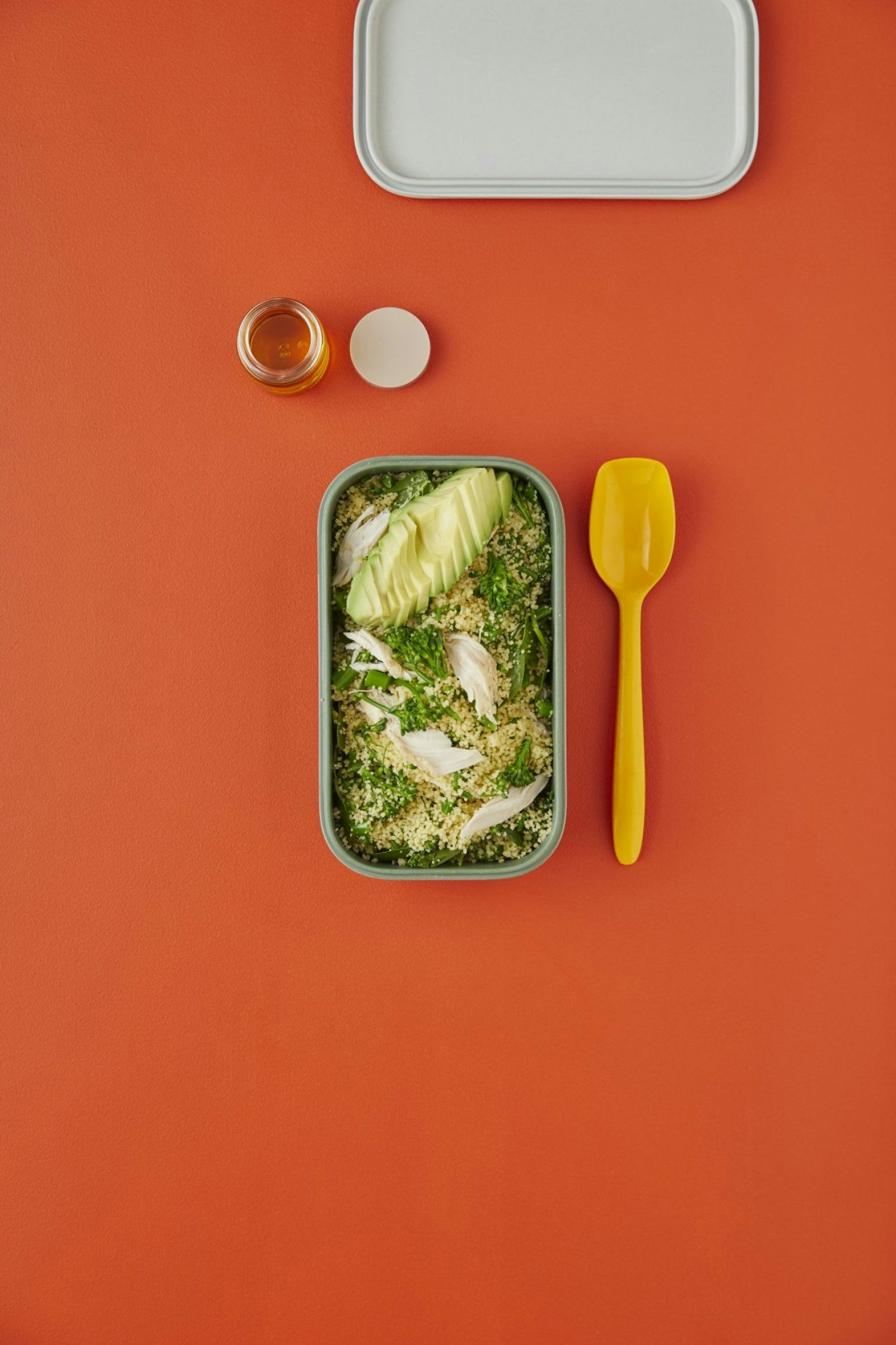 » CousCous with BBQ’d Chicken, Broccolini, Spinach & Avocado