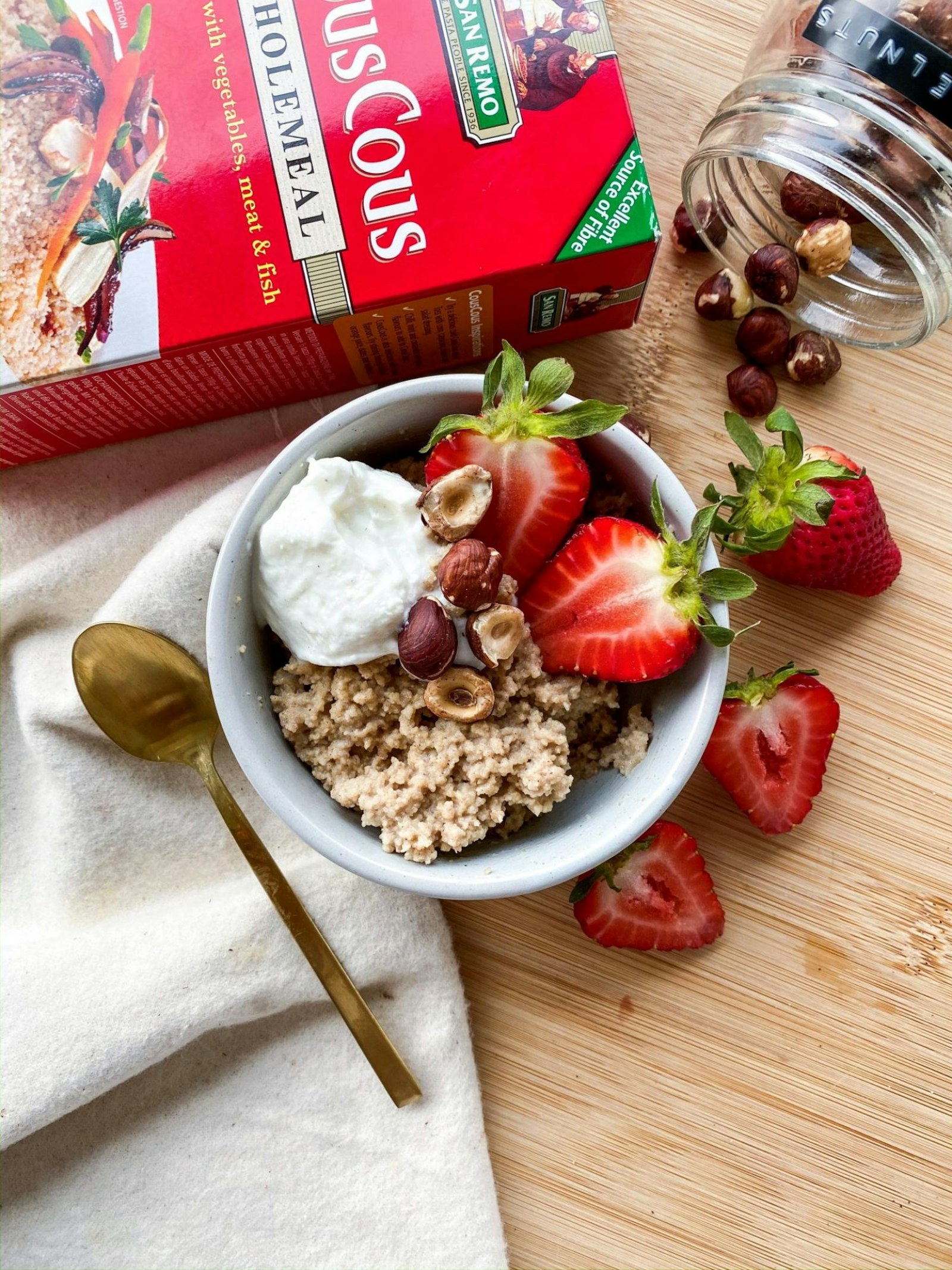 » Strawberry Hazlenut CousCous Breakfast Bowl