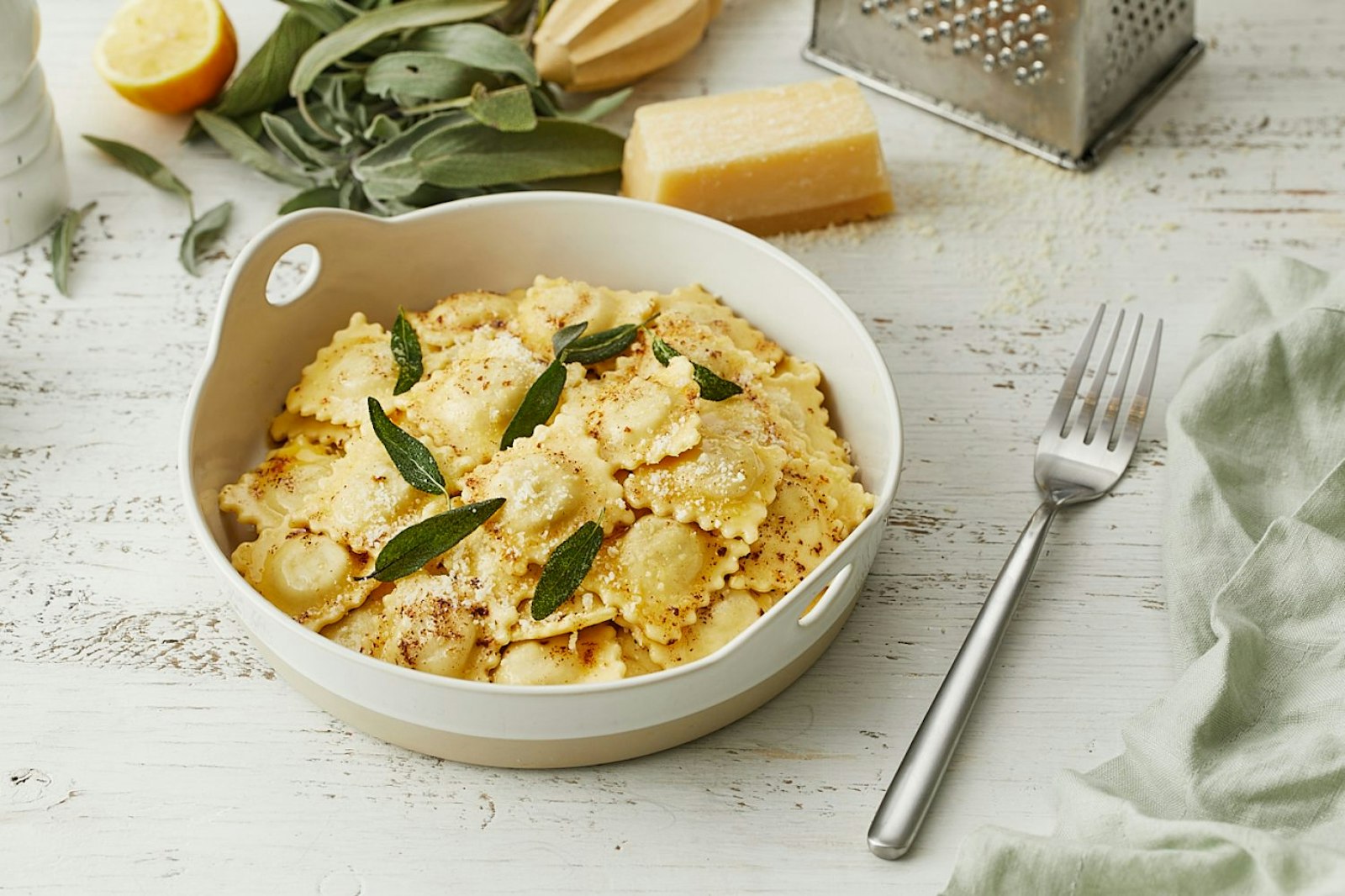 Chicken & Mushroom Ravioli with Brown Butter & Sage San Remo