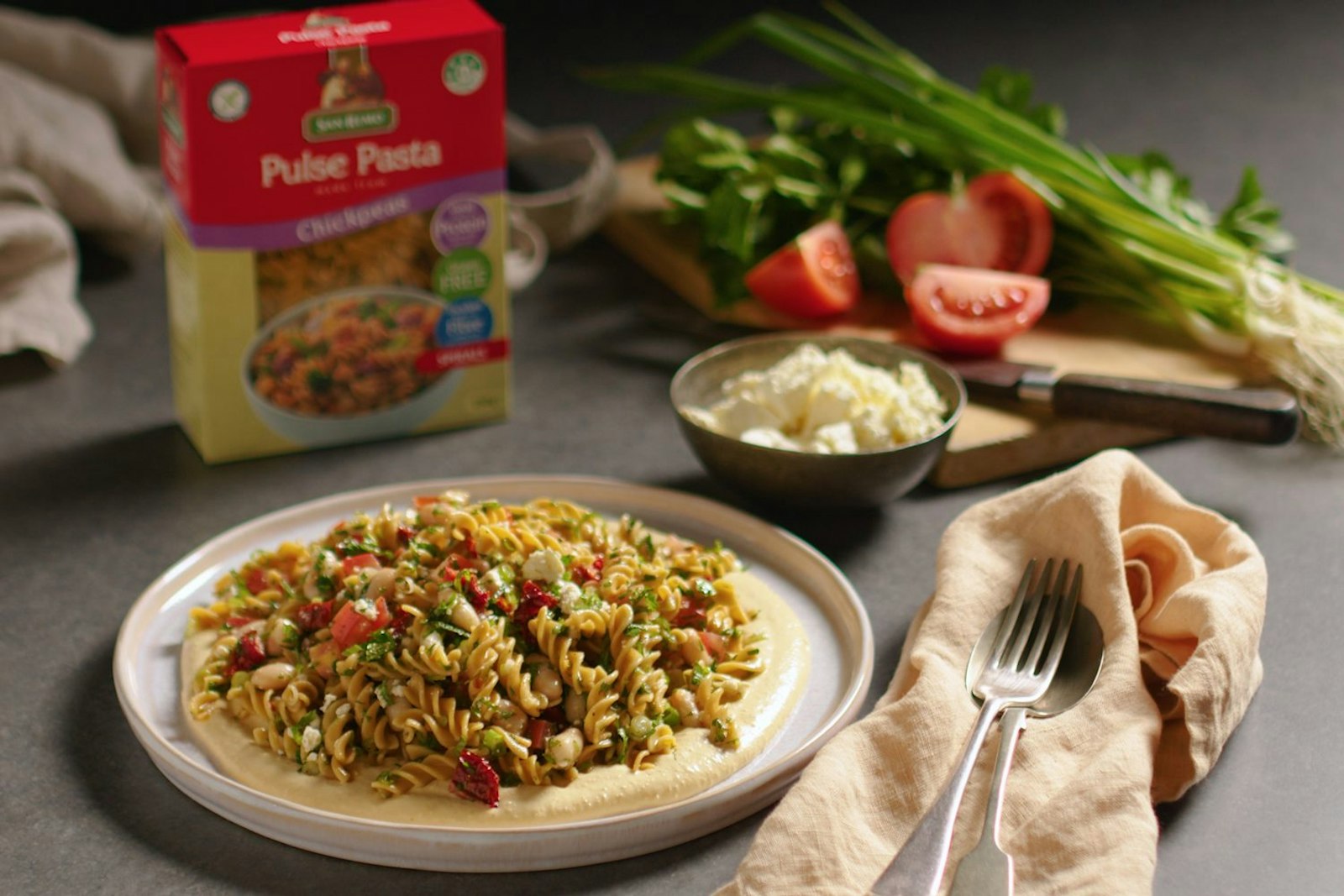 » Chickpea Spirals Pasta Salad with Sundried Tomato, Cannellini Beans