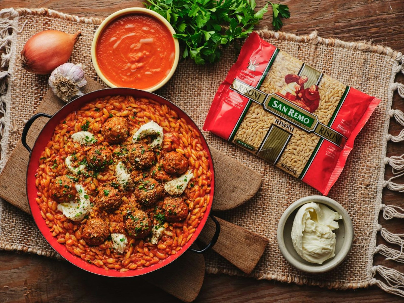 Risoni with Pork and Veal Meatballs San Remo